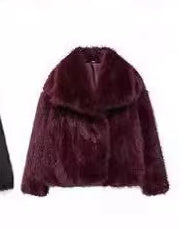 Abrigo de felpa de invierno, moda, grueso, solapa, ropa de abrigo, informal, manga larga, tops, ropa de mujer
