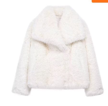 Abrigo de felpa de invierno, moda, grueso, solapa, ropa de abrigo, informal, manga larga, tops, ropa de mujer