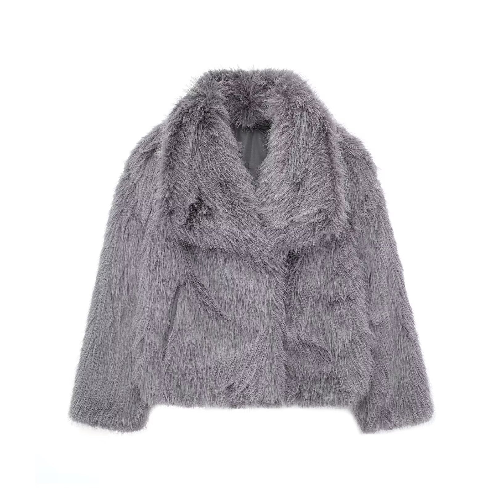 Abrigo de felpa de invierno, moda, grueso, solapa, ropa de abrigo, informal, manga larga, tops, ropa de mujer
