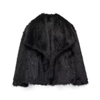 Abrigo de felpa de invierno, moda, grueso, solapa, ropa de abrigo, informal, manga larga, tops, ropa de mujer