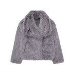 Abrigo de felpa de invierno, moda, grueso, solapa, ropa de abrigo, informal, manga larga, tops, ropa de mujer