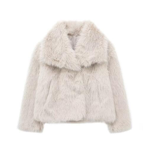 Abrigo de felpa de invierno, moda, grueso, solapa, ropa de abrigo, informal, manga larga, tops, ropa de mujer