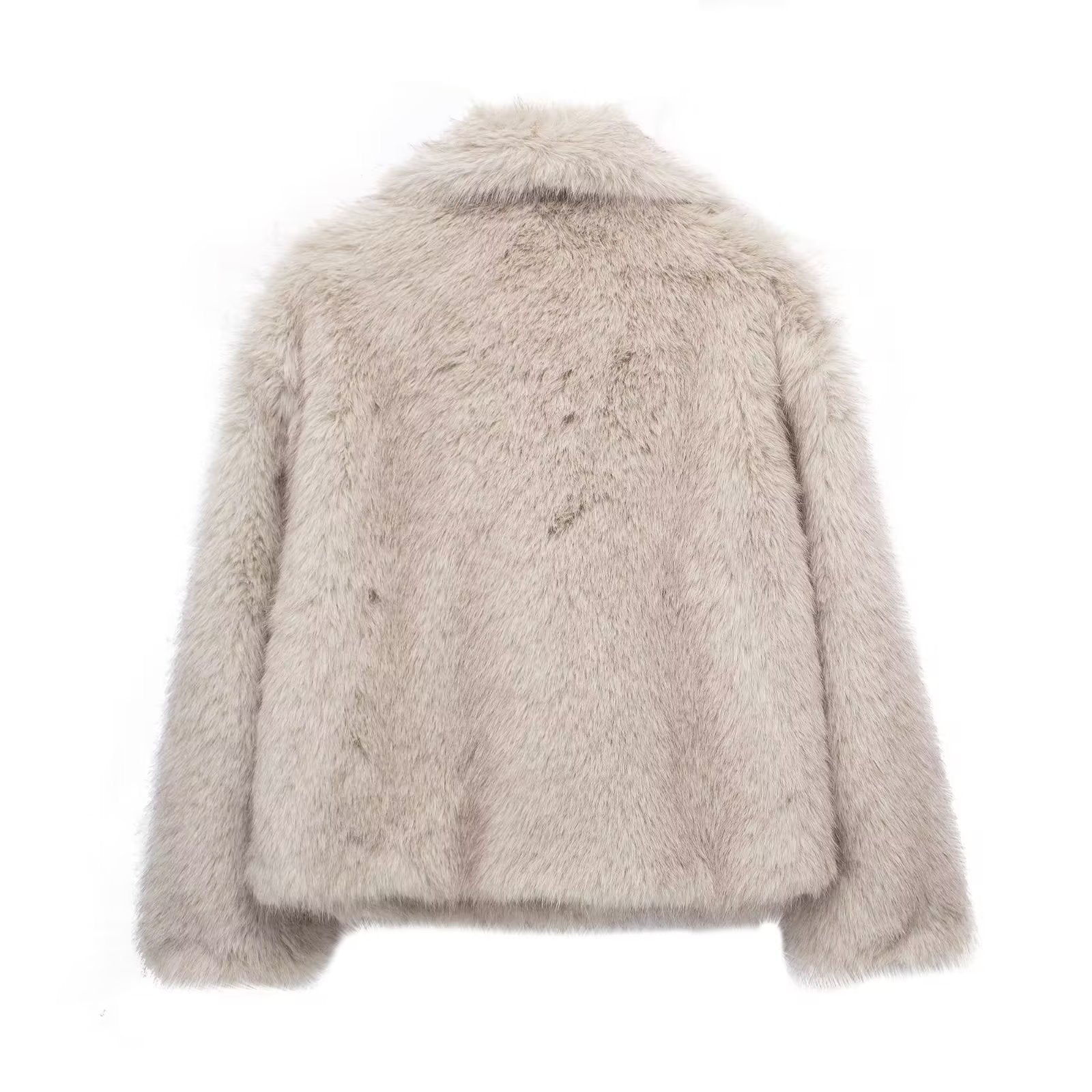 Abrigo de felpa de invierno, moda, grueso, solapa, ropa de abrigo, informal, manga larga, tops, ropa de mujer